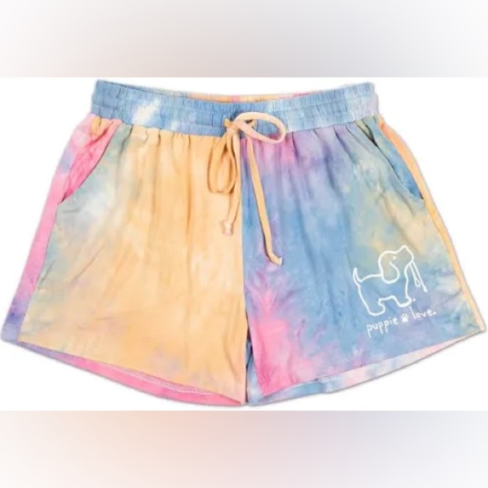 Puppie Love Rainbow Tie Dye Lounge Shorts Multicolored / MD